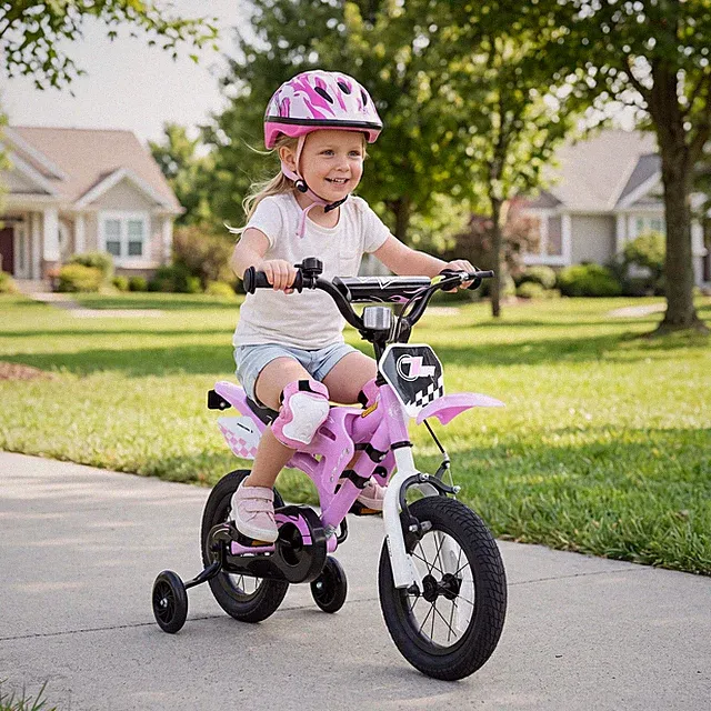 12” Kids Bike with Removable Training Wheels, Dual Brake System for Ages 3-4