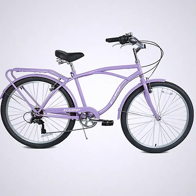 26" 7-Speed Beach Cruiser Bike Steel Frame w/ V-Brakes for Leisure & Commuting
