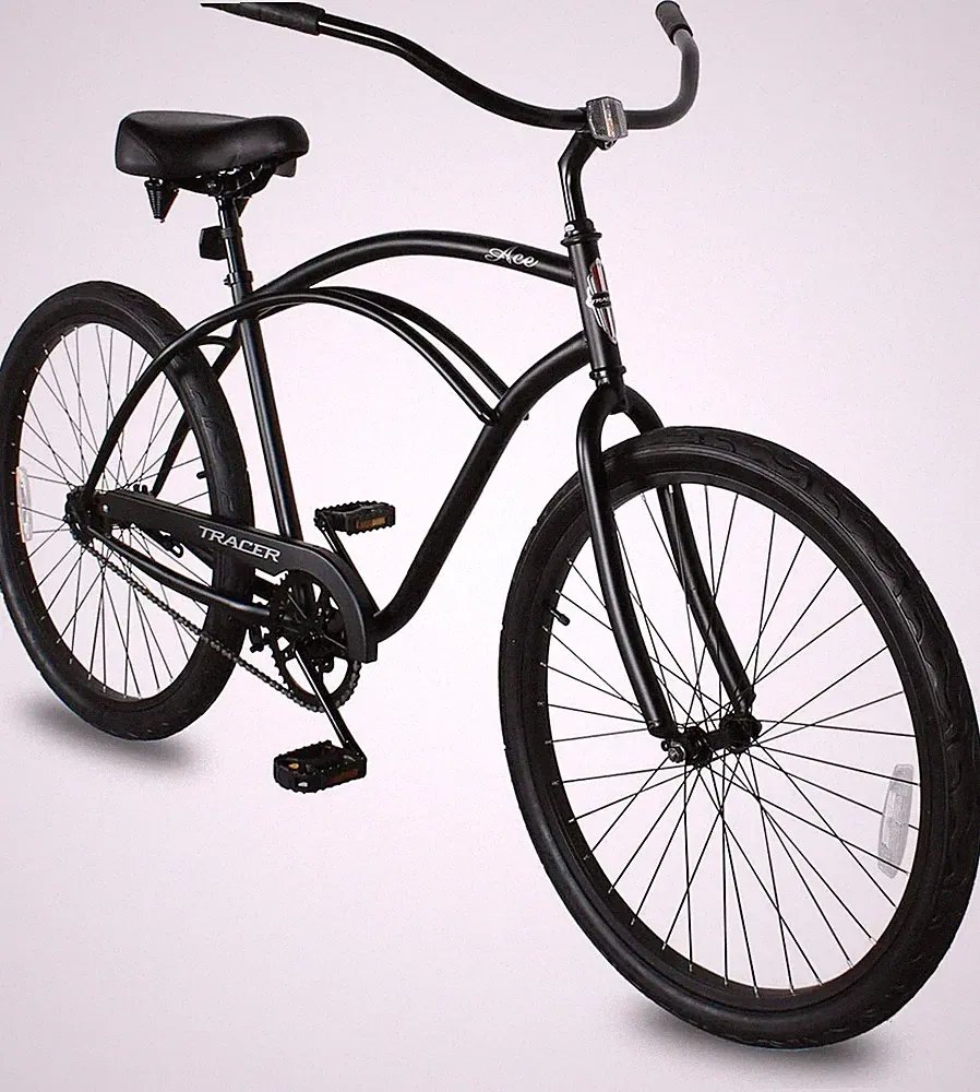 26" Beach Cruiser Bike Bike Hi Ten Steel Frame Coaster Brakes Matte Black NEW
