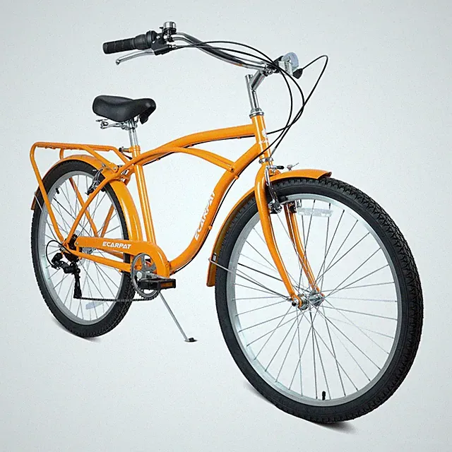 Beach Cruiser Bike 26in, 7-Speed, Steel Frame, Dual V-Brakes, Rear Rack, Fenders