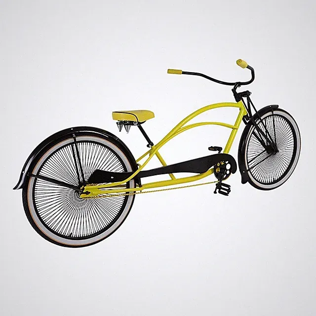 YELLOW 26" LIMO STRETCH BEACH CRUISER BIKE W/144 SPOKES COASTER BRAKE!